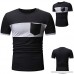 Black T Shirt Men Donci Crew Neck Slim Fit Tee Casual Summer Pocket Black and White Stitching Tops Black B07PV9QCRD